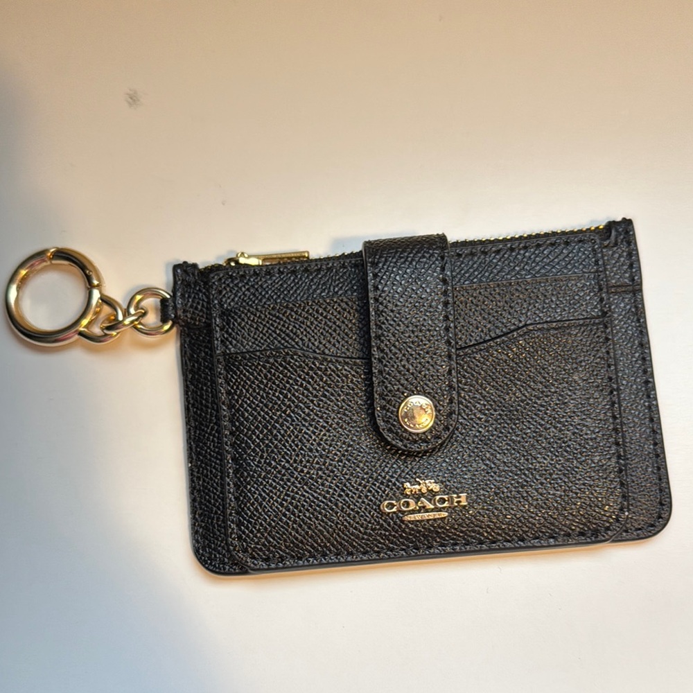 Coach Black Textured Leather Keychain Pouch